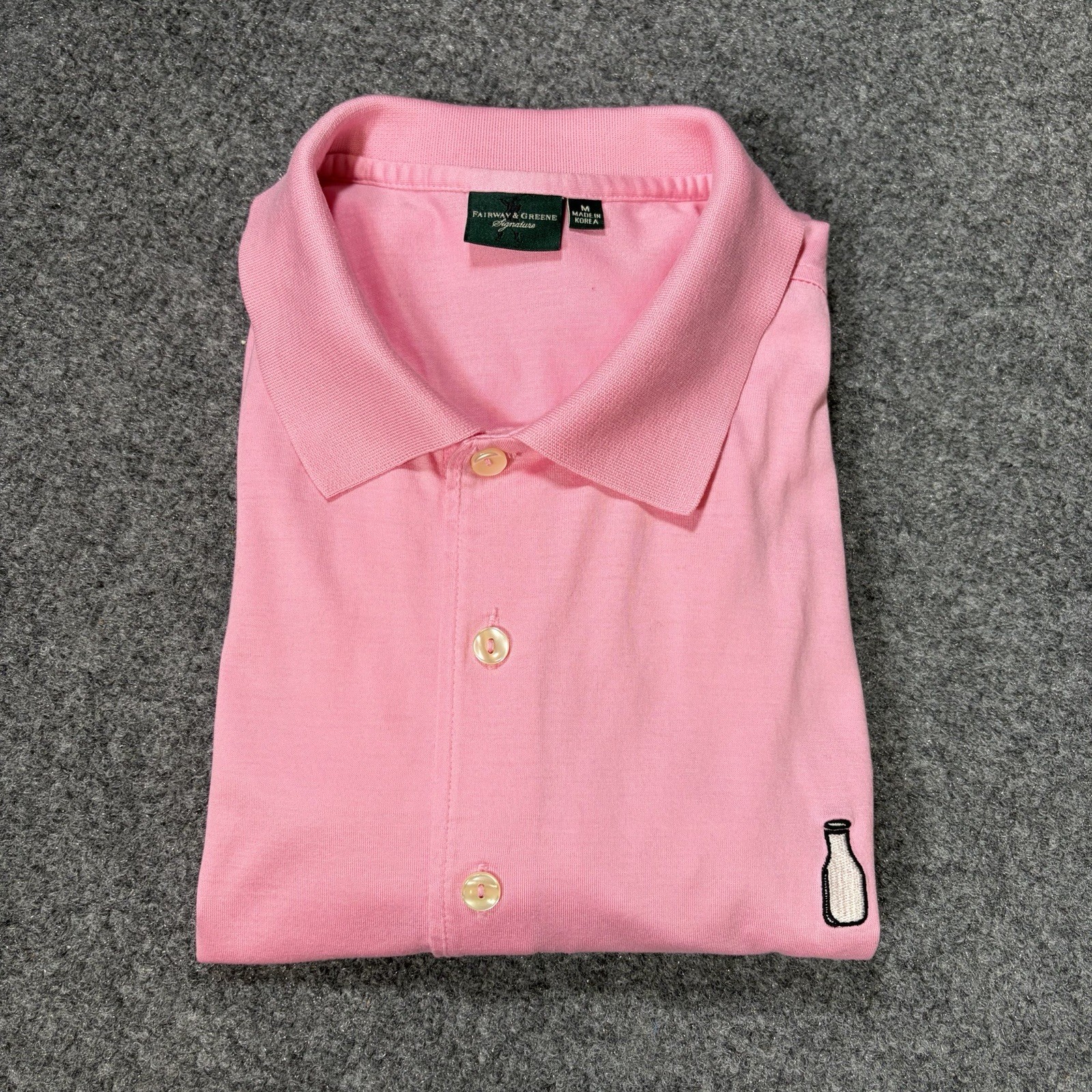McArthur Golf Club Fairway & Greene Polo Shirt Mens Medium Solid Pink Cotton