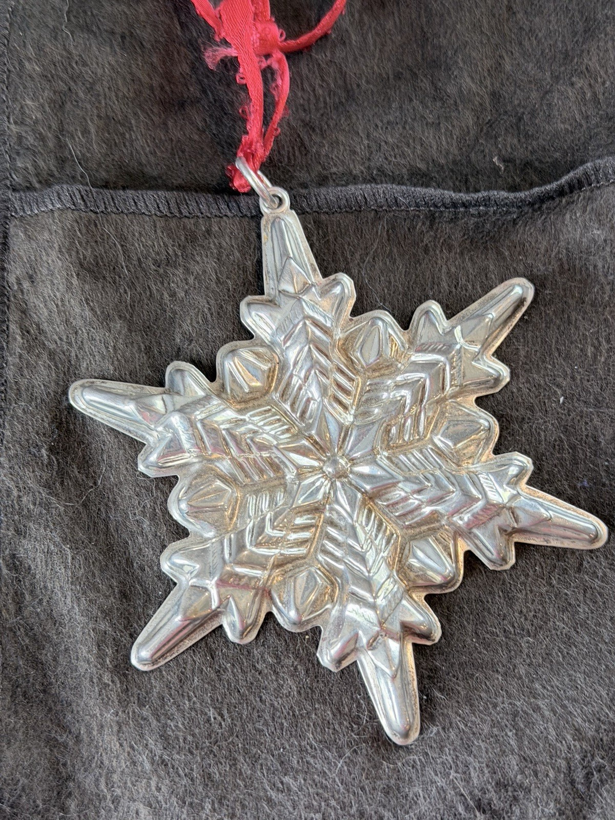 VINTAGE GORHAM 1972 STERLING SILVER SNOWFLAKE CHRISTMAS ORNAMENT 19g BOX POUCH