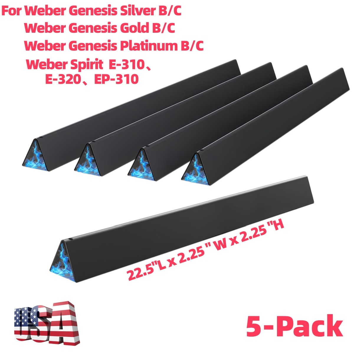 5xP 22.5” Flavorizer Bars Replacement for Weber Genesis Silver B/C Spirit E310 5xP 22.5” Flavorizer Bars Replacement for Weber Genesis Silver B/C Spirit E310