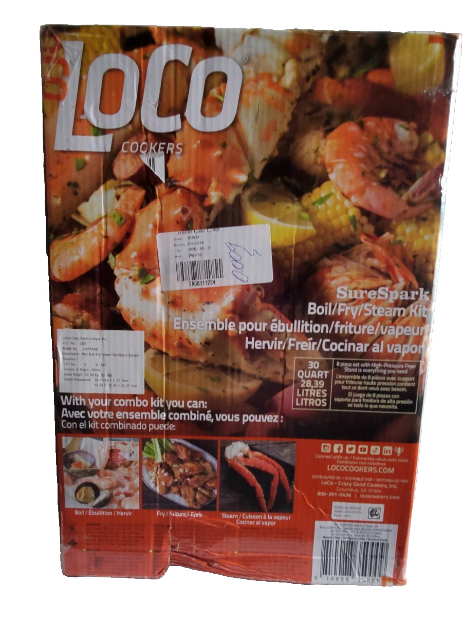 LOCO 30 Qt Propane Boil Fry Steam Kit with Stand - Aluminum Outdoor Cooker