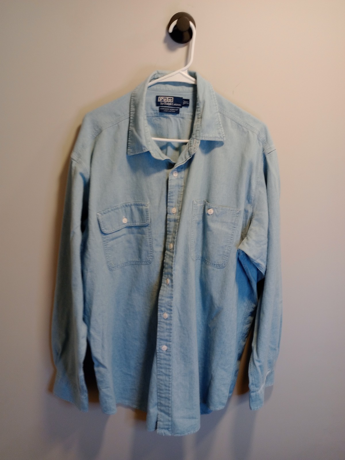 Vintage Polo Ralph Lauren Dungaree Workshirt Mens XL Blue Chambray 90s USA...