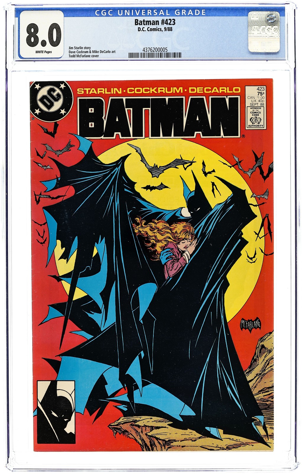 Batman #423 1st Printing CGC 8.0 1988 4376200005