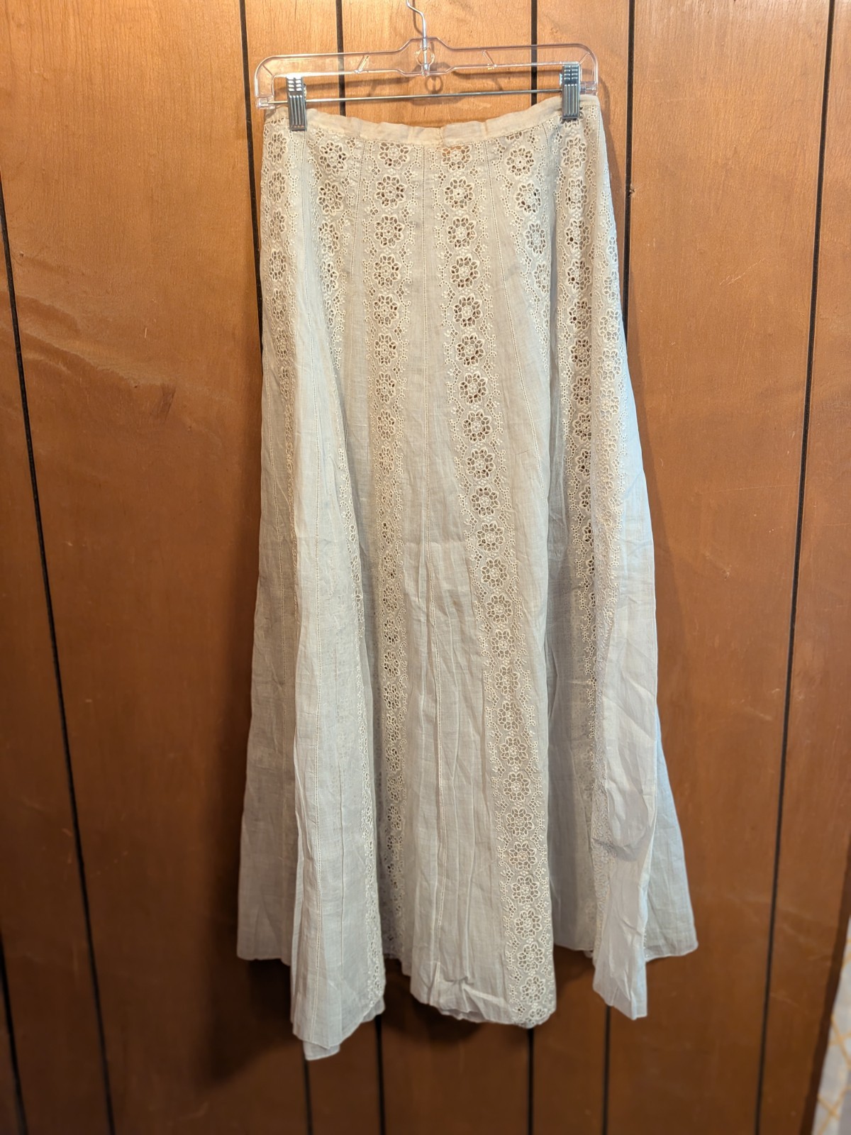 Antique Edwardian White Eyelet Lawn Skirt c.1905 36\