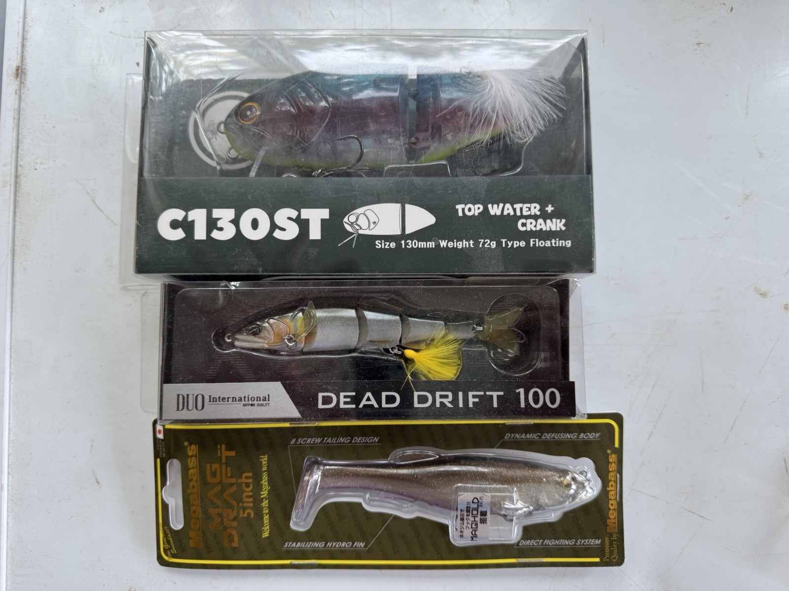 Swimbait Lot: Megabass 5in Magdraft, DuoInternational DEADDRIFT100, D Flow Korea