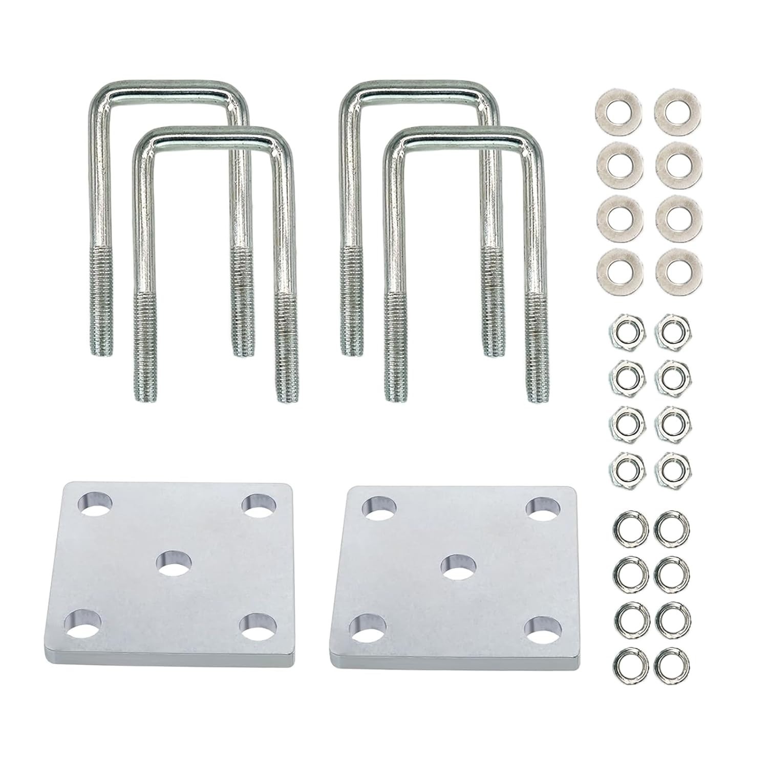 2Pcs Square U-Bolt Kit for Boat Trailer Axle Leaf Springs Trailer Leaf Spring