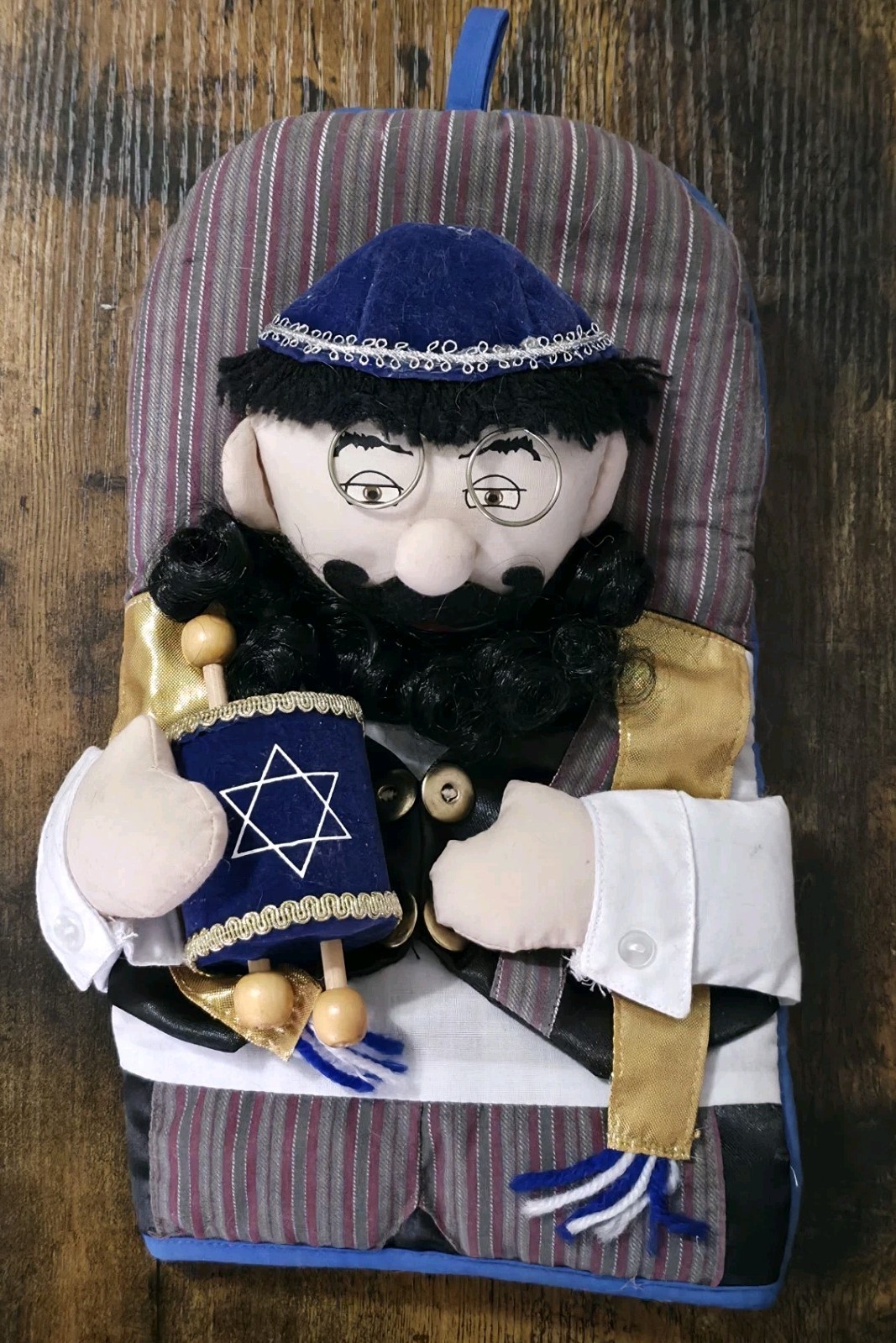 Vintage Jewish Rabbi Oven Mitt Hanukkah Mensch Torah Star of David Kitchen Mitt
