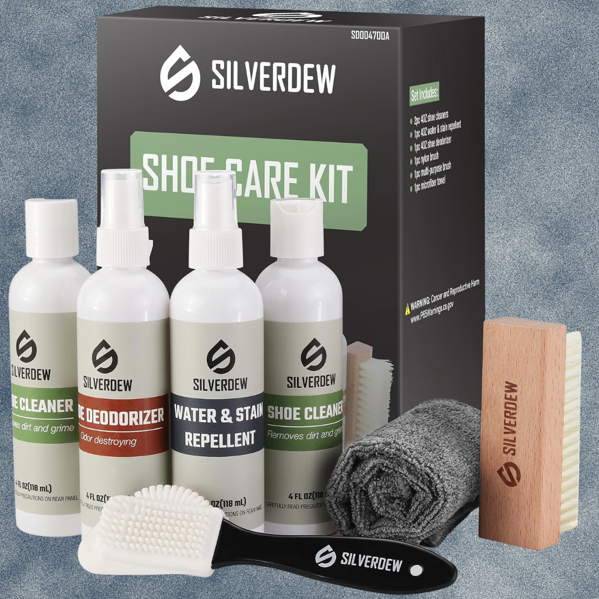 7PIECE Shoe Cleaning Kit w/2 Bottles Shoe Cleaner 2 Brushes Deodorizer Protector