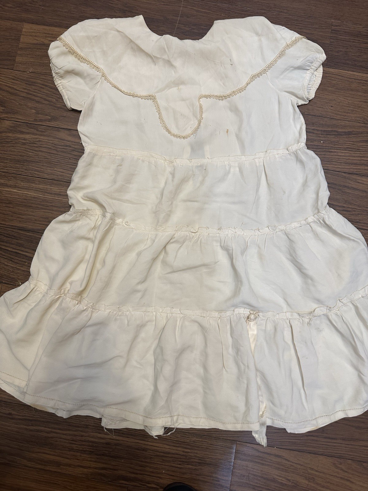 Antique Victorian Dress 1900s Silk Dress Embroidered Trim For Girls Or Dolls Antique Victorian Dress 1900s Silk Dress Embroidered Trim For Girls Or Dolls