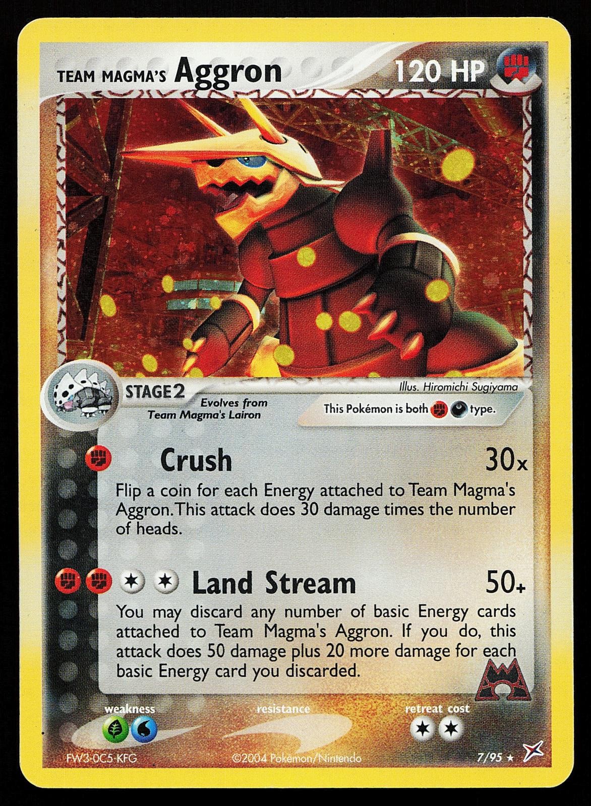 Team Magma\'s Aggron 7/95 Holo Rare Team Magma vs Team Aqua Pokemon Card