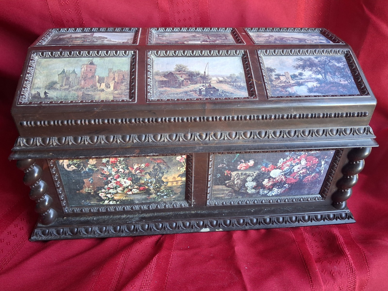 Vtg 1976 Victorian Style Jewelry Music Box Merle Norman Brown Scenery Art READ Vtg 1976 Victorian Style Jewelry Music Box Merle Norman Brown Scenery Art READ