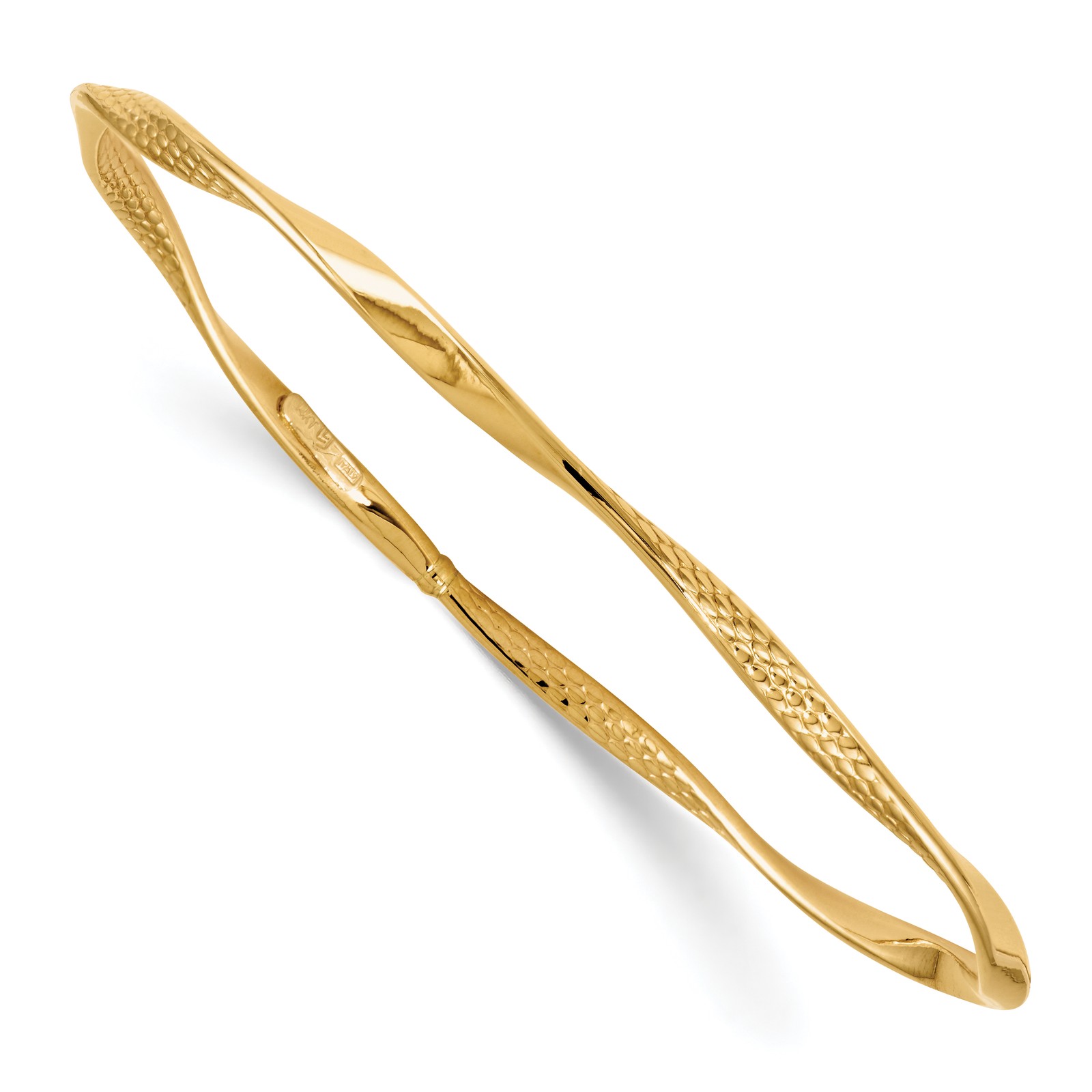 Leslie's Twisted Slip-on Bangle Bracelet 7.5 inch 14k Yellow Gold Italian Hollow