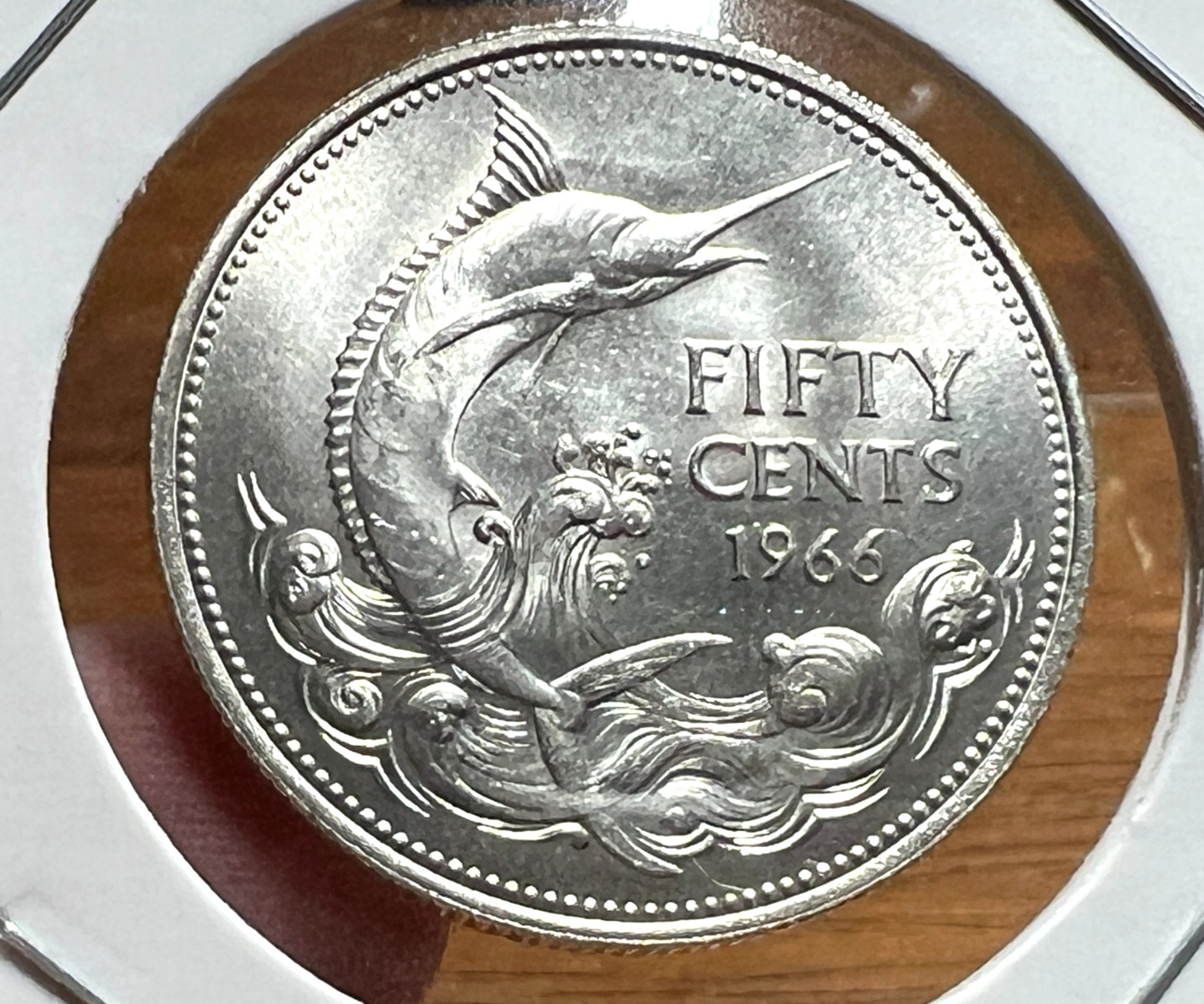 1966 BAHAMAS SILVER 50 CENTS MARLIN BRILLIANT UNCIRCULATED 1966 BAHAMAS SILVER 50 CENTS MARLIN BRILLIANT UNCIRCULATED