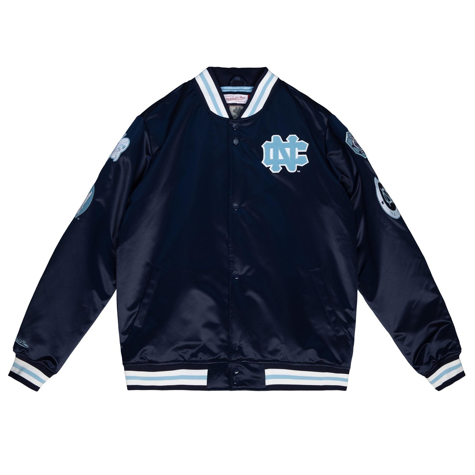 Men\'s Mitchell & Ness Navy Blue NCAA UNC Champ City Heavyweight Jacket Men\'s Mitchell & Ness Navy Blue NCAA UNC Champ City Heavyweight Jacket