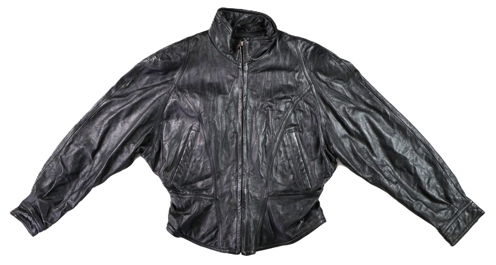 WILSONS Women’s M Black Leather Lined Cropped Moto Biker Jacket Coat