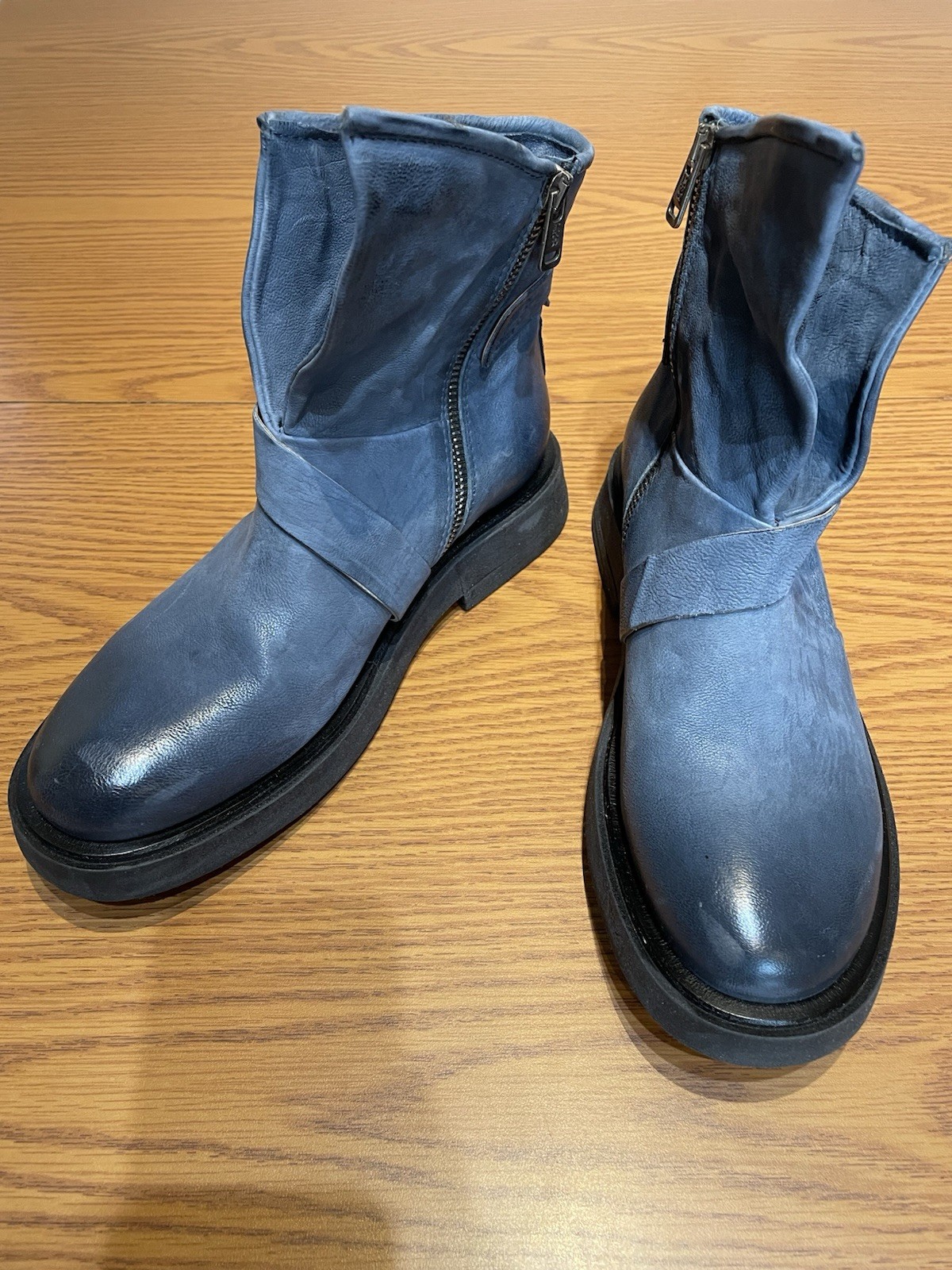 NIB A.S. 98 Roan Leather Boots Color Denim Size EU 39 U.S. 8.5-9 MSRP $420 NIB A.S. 98 Roan Leather Boots Color Denim Size EU 39 U.S. 8.5-9 MSRP $420