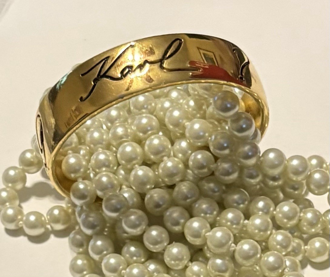 Vintage Karl Lagerfeld Embossed Bangle Bracelet QUOI DE 9 KARL? 