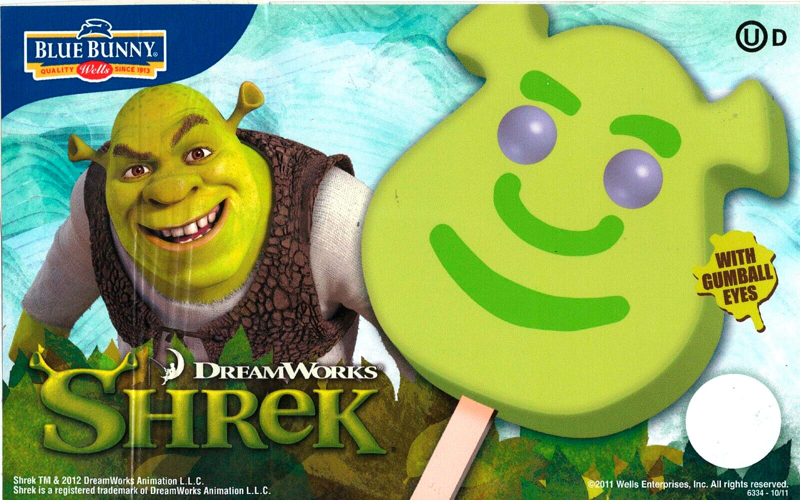 2011 Blue Bunny Vintage Dream Works Shrek Ice Cream Sticker Truck Decal 8