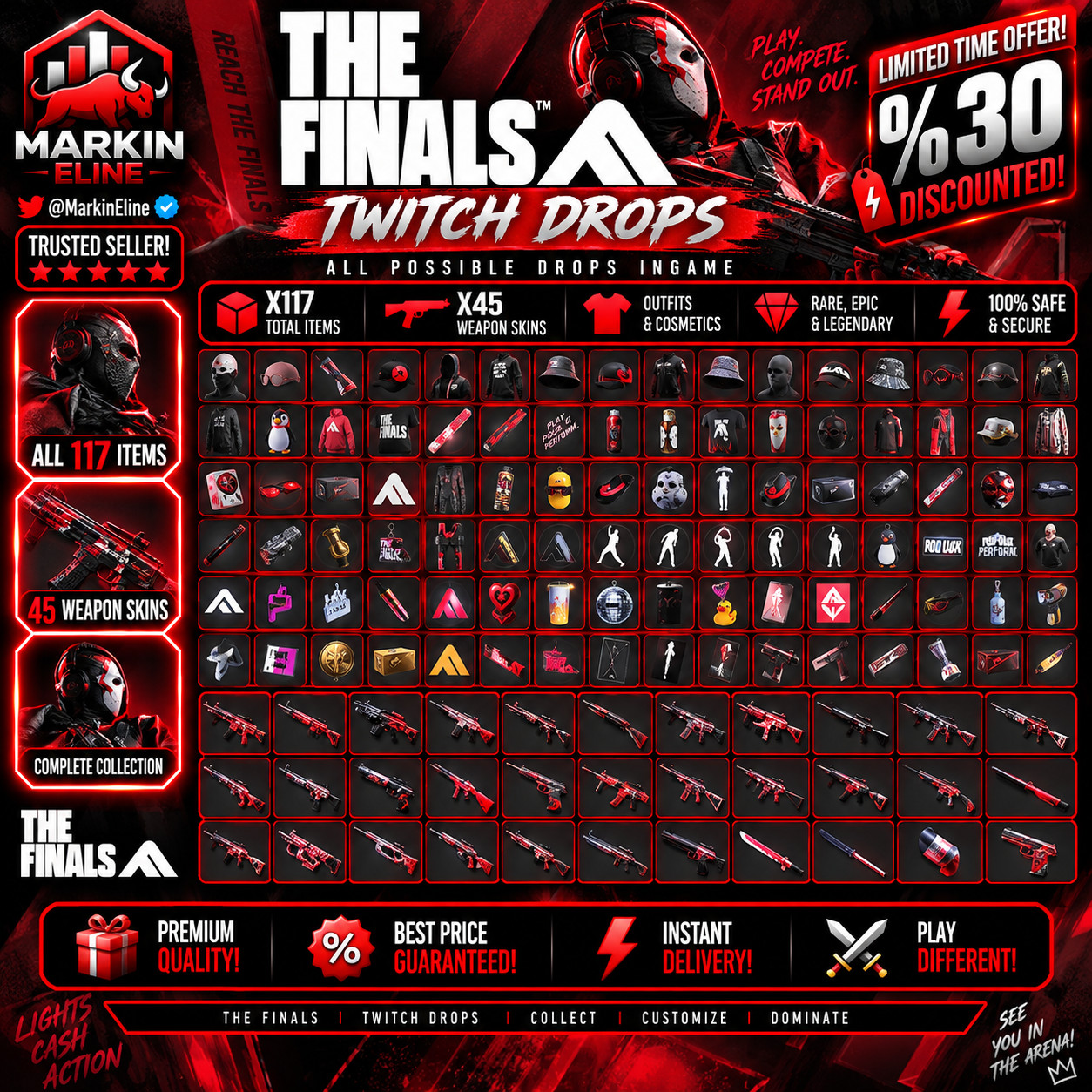 THE FINALS TWITCH DROPS |🔥 X117 ITEMS - ALL POSSIBLE DROPS INGAME - X45 WEAPON✅