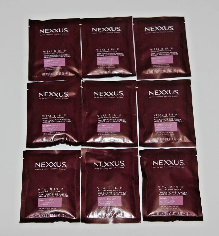 LOT (9) NEXXUS VITAL 8 IN 1 DEEP CONDITIONING TREATMENT MASQUE 1.5OZ SACHET MASK