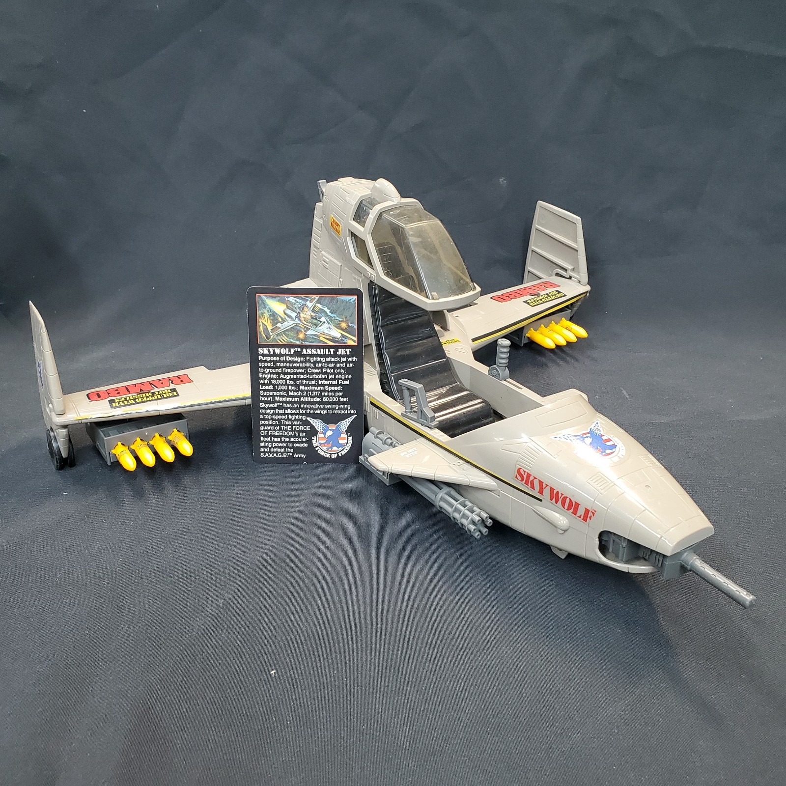 Vintage Coleco Rambo Skywolf Assault Jet 100% complete