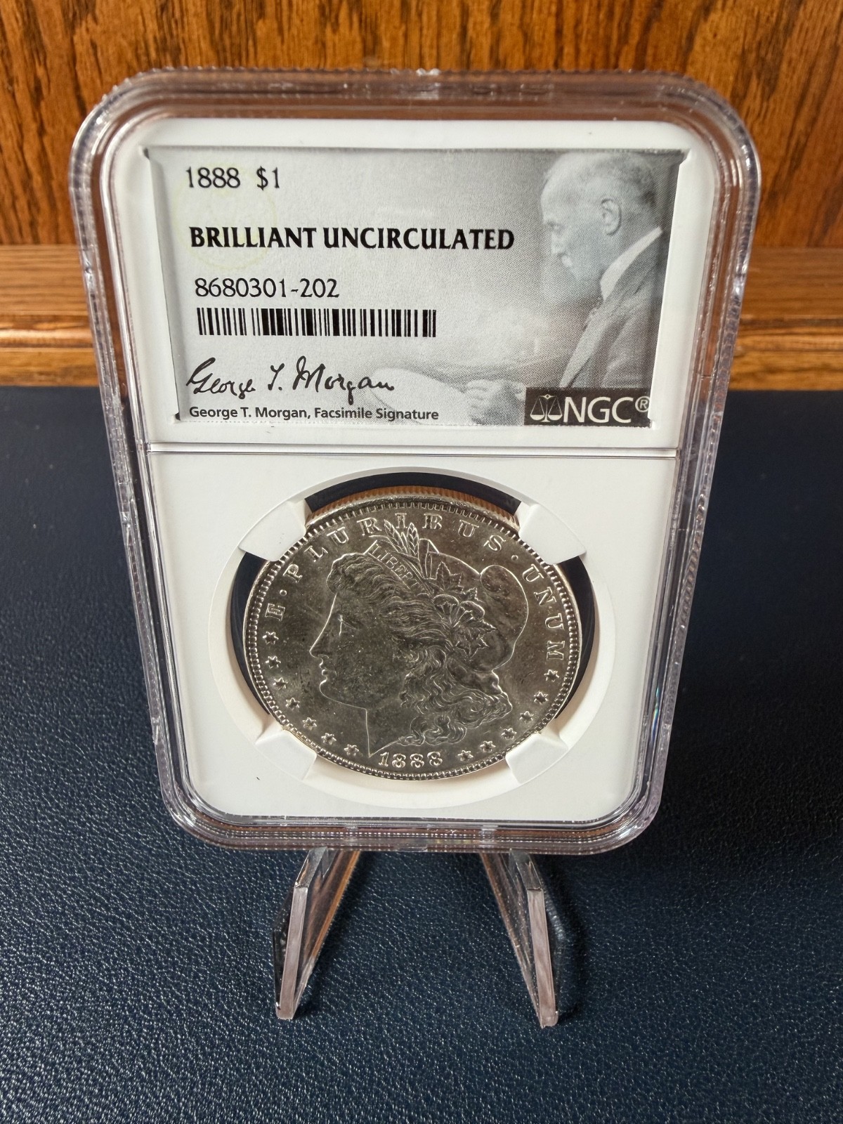 1888 Morgan Silver Dollar $1 NGC BU George T Morgan Signature Label 90% Silver