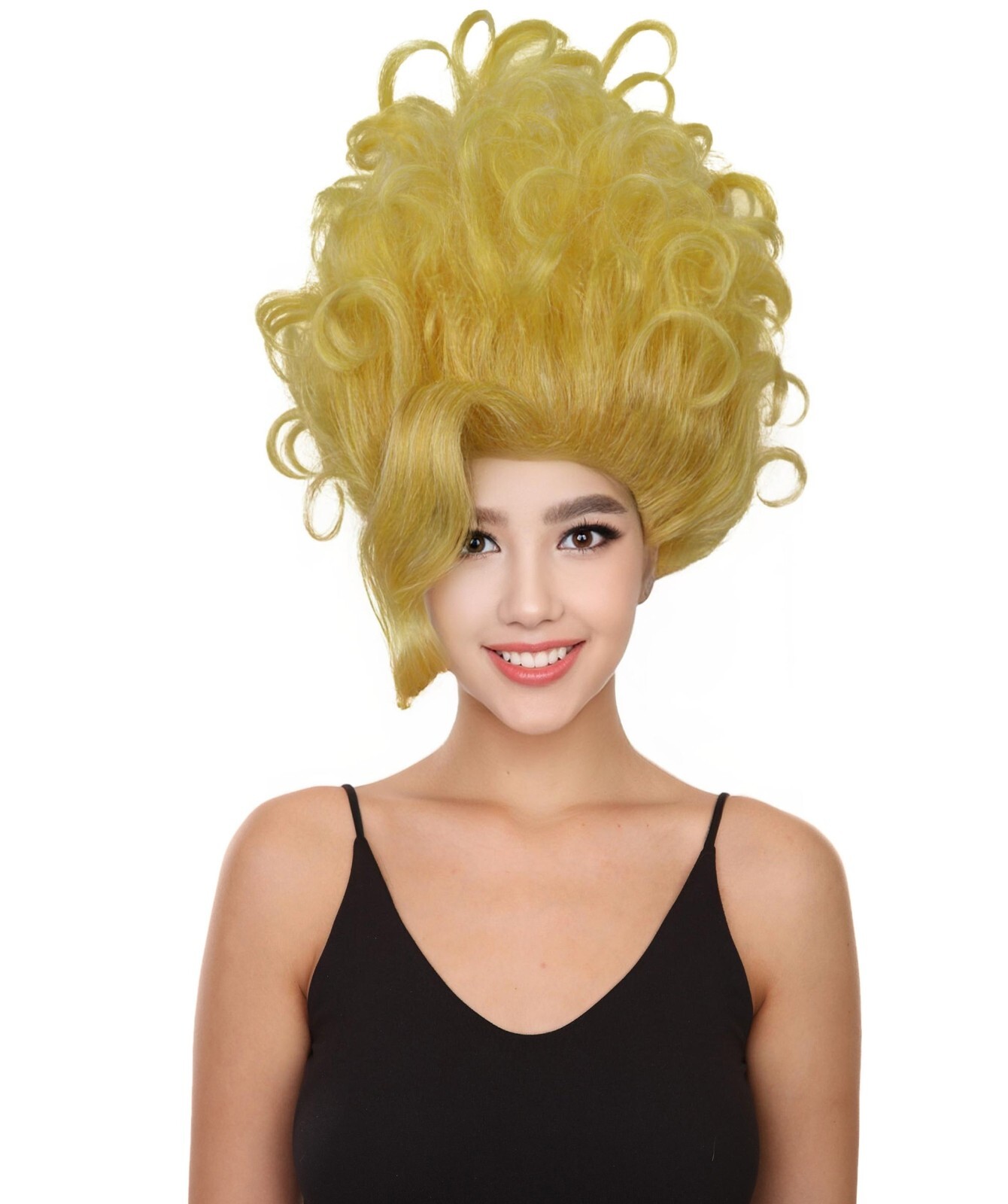 Women’s Yellow Princess Troll Wig – Cascading Loose Wavy Cosplay Costume