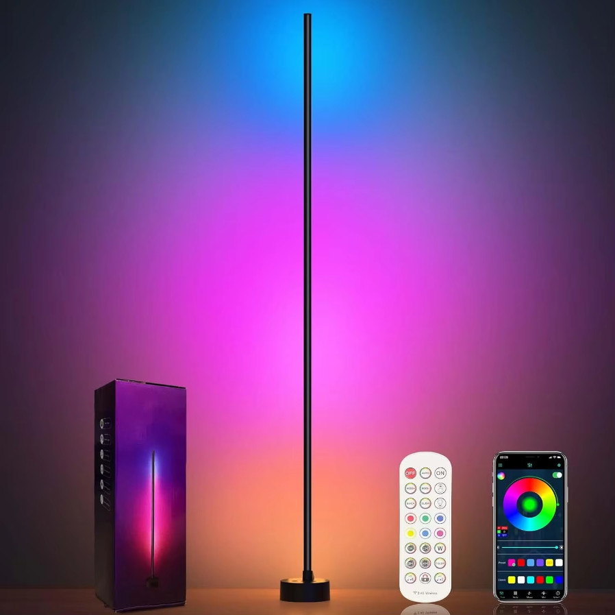 Smart RGBIC LED Corner Floor Lamp with Remote & App 1500 Lumens Music Sync Light