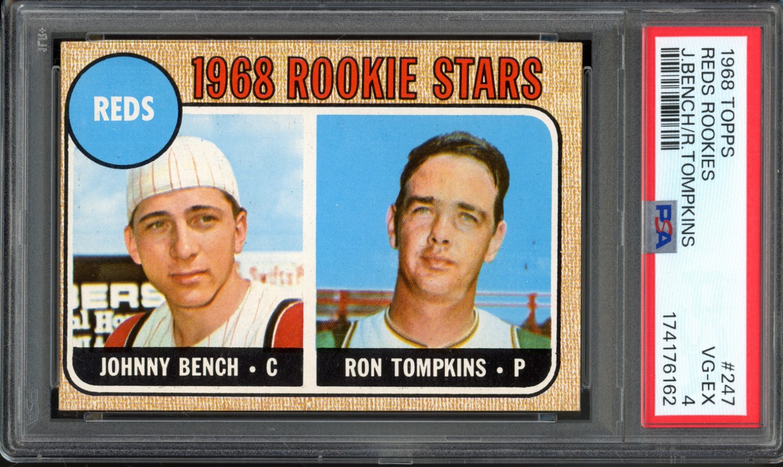 1968 Topps #247 Johnny Bench Rookie PSA 4 Vintage HOF RC Baseball Card (6162) 1968 Topps #247 Johnny Bench Rookie PSA 4 Vintage HOF RC Baseball Card (6162)