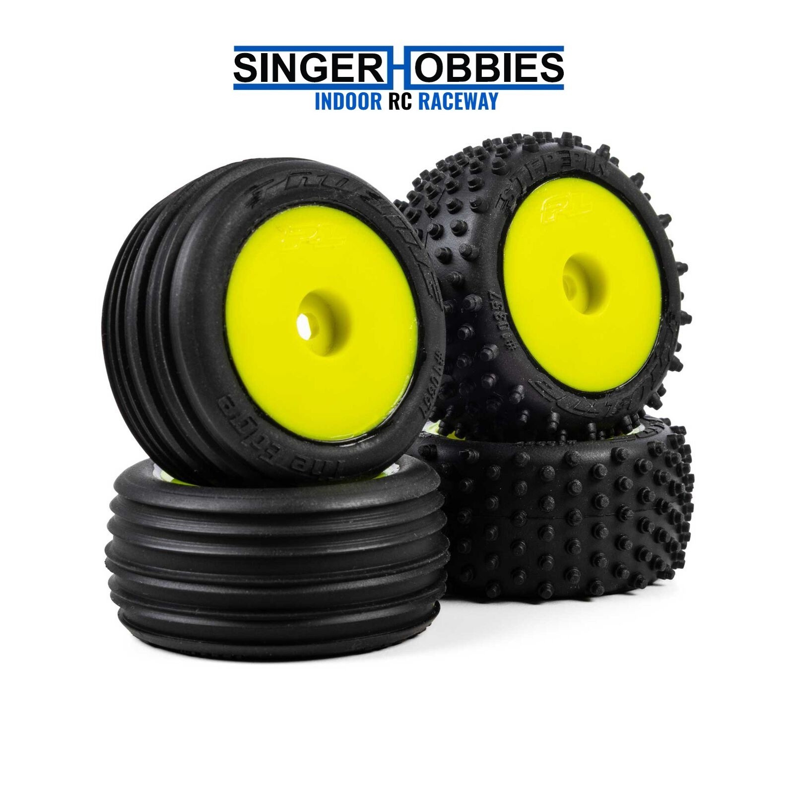 PRO-LINE 1035112 Edge Front/Step Pin Rear Tires Mounted 7mm (4): Losi Micro-T