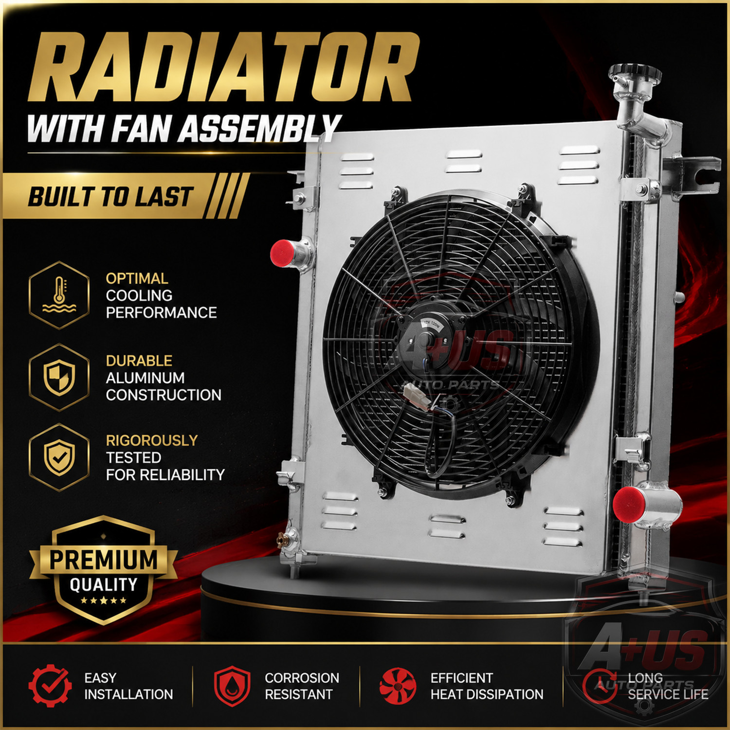 CU13071 4 Row Radiator Shroud Fan Relay Fits For 2008-2012 Jeep Liberty 3.7L V6