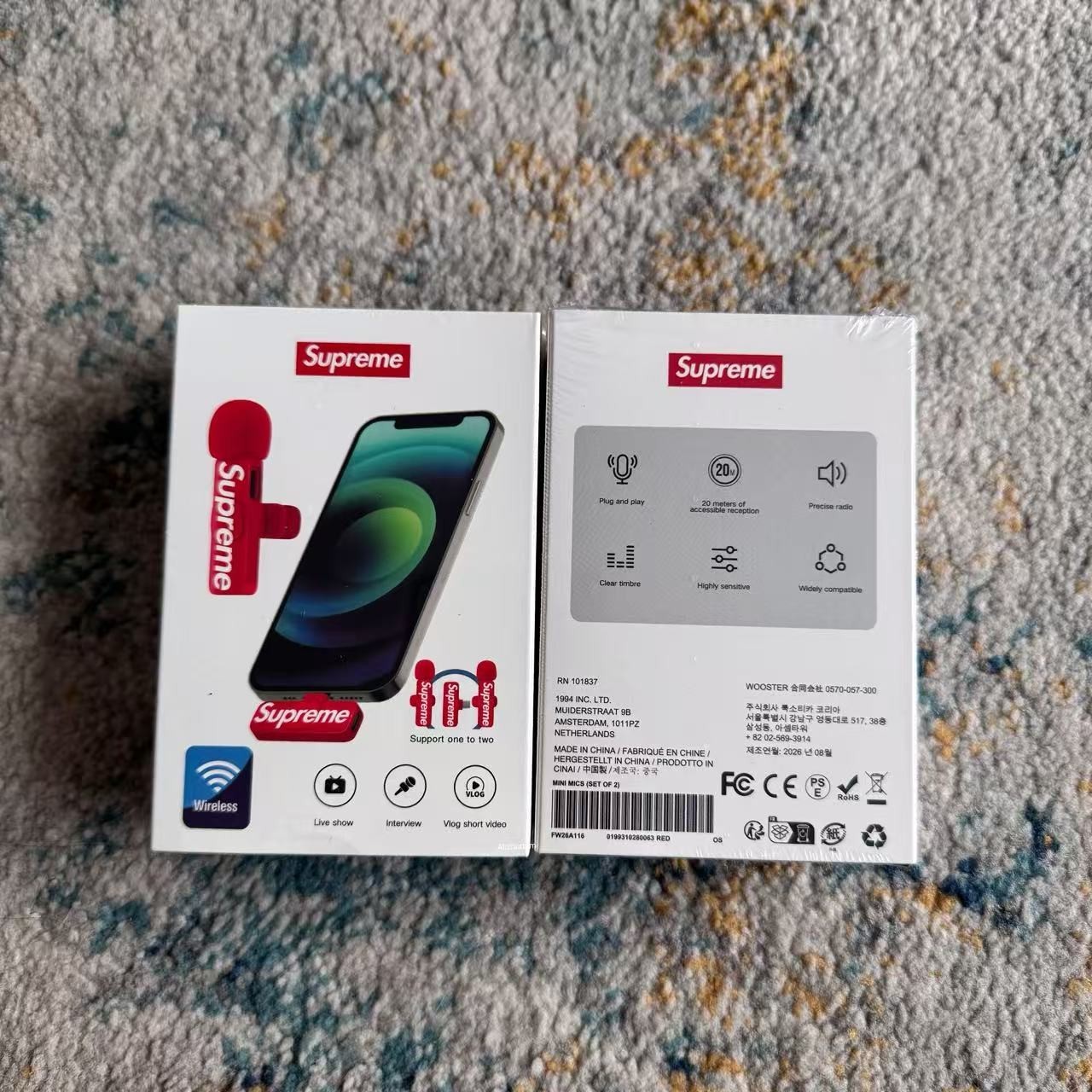 SUPREME FW26 MINI MICS SET OF 2 WIRELESS MICROPHONES RED BOX LOGO SUPREME FW26 MINI MICS SET OF 2 WIRELESS MICROPHONES RED BOX LOGO