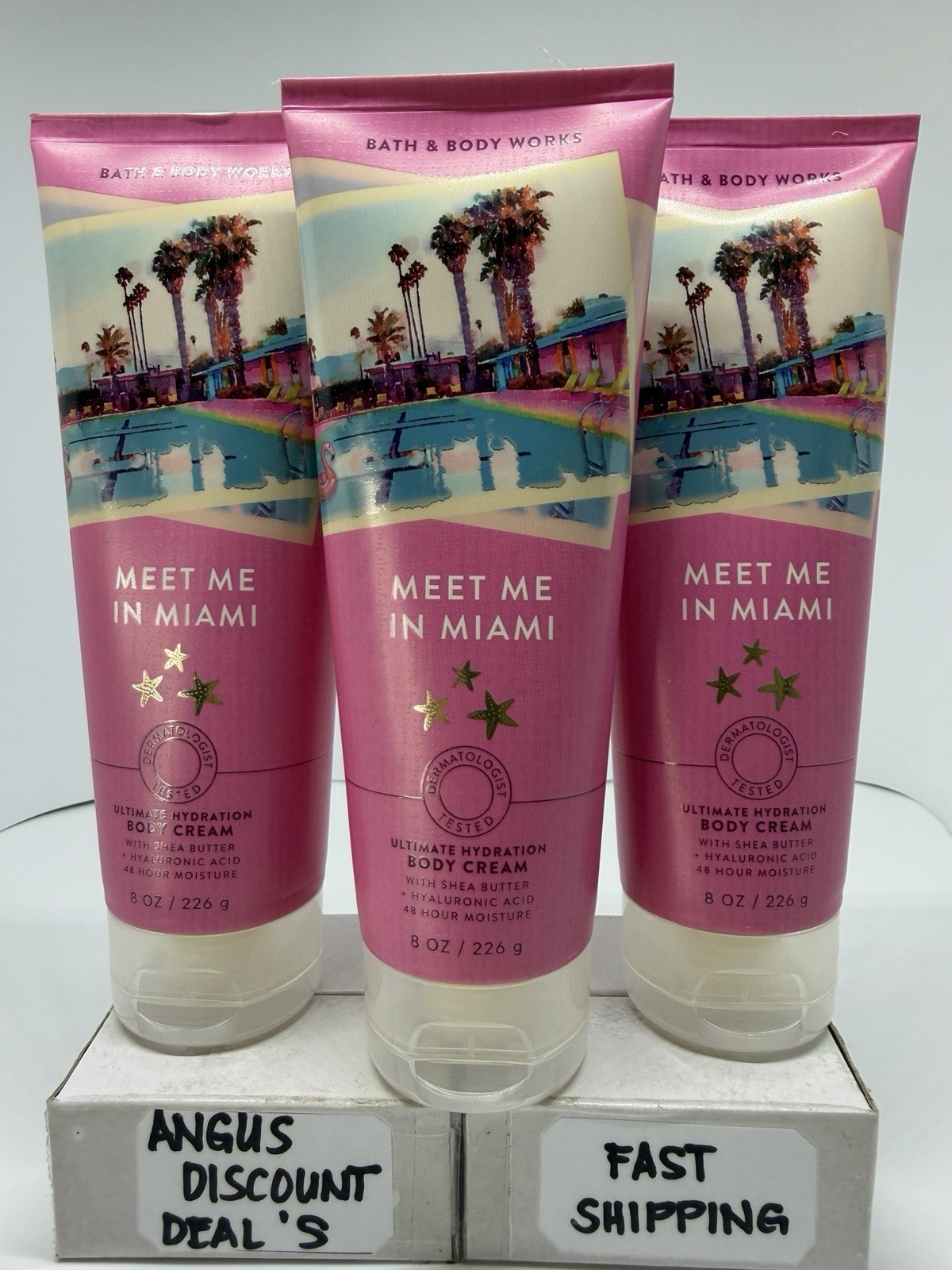 BATH & BODY WORKS 3PCS MEET ME IN MIAMI Ultimate Hydration BODY CREAM 8oz., NEW BATH & BODY WORKS 3PCS MEET ME IN MIAMI Ultimate Hydration BODY CREAM 8oz., NEW