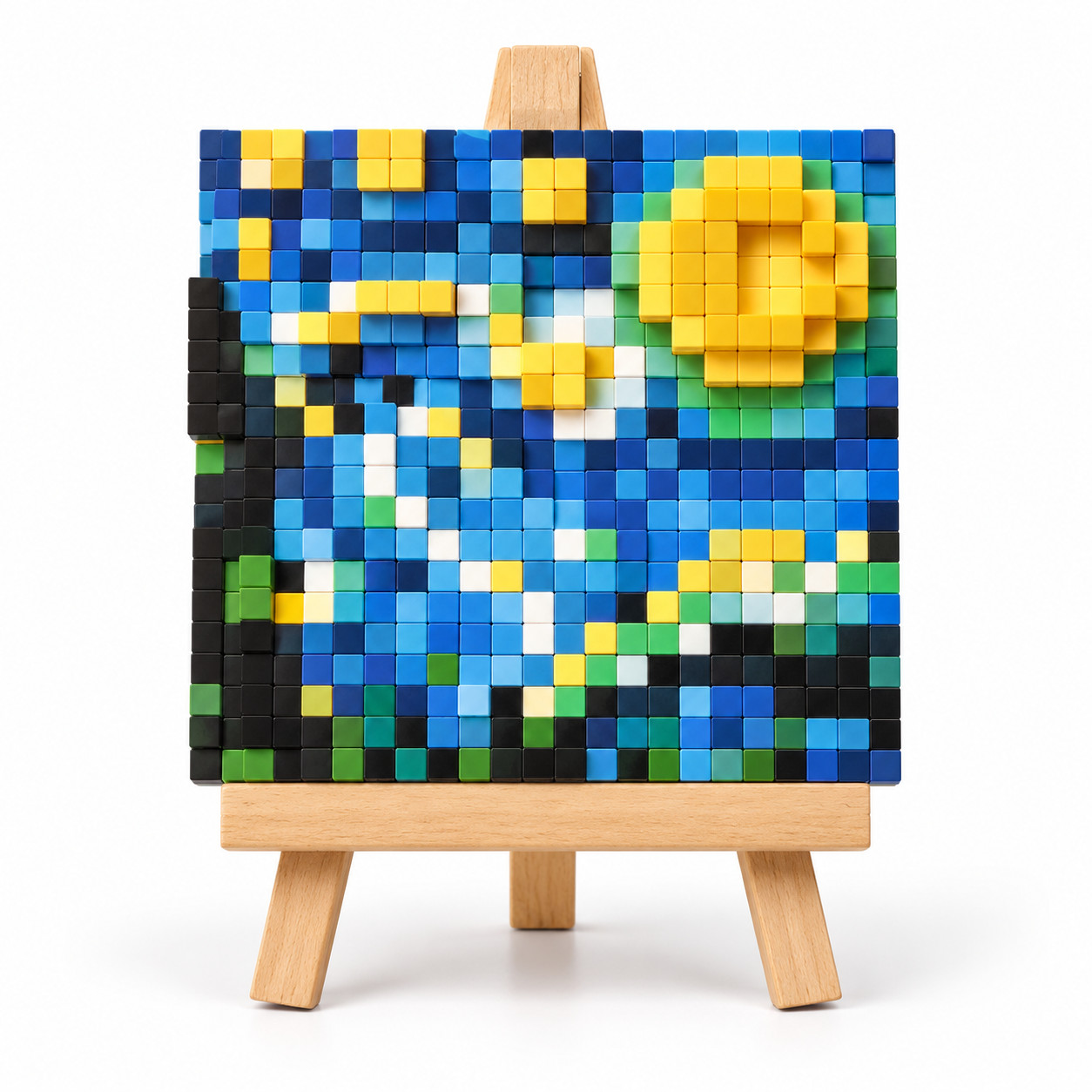 Starry Night Pixel Art Building Blocks Painting Kit Easel Thanksgiving Gift