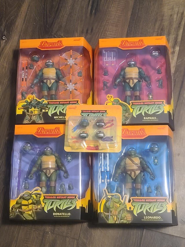 Super7 TMNT 2003 Wave 12 LOT Leonardo Raphael Michelangelo Donatello 4 Head Pack