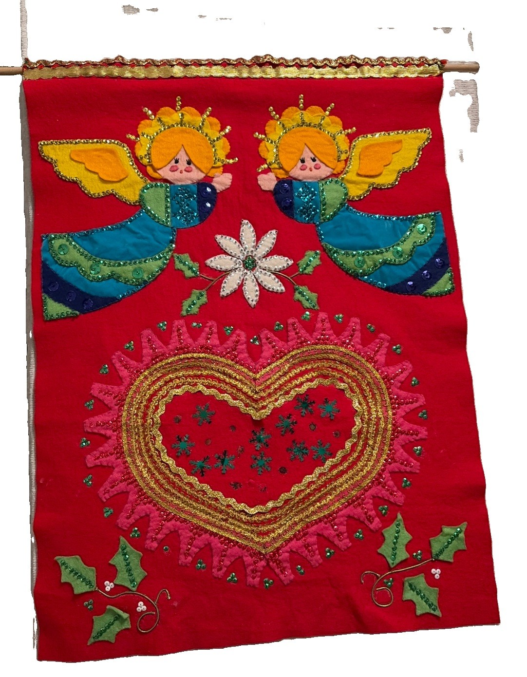 VTG 1973 Bucilla Wall Hanging Felt Sequins “Christmas is Love” kit #1644