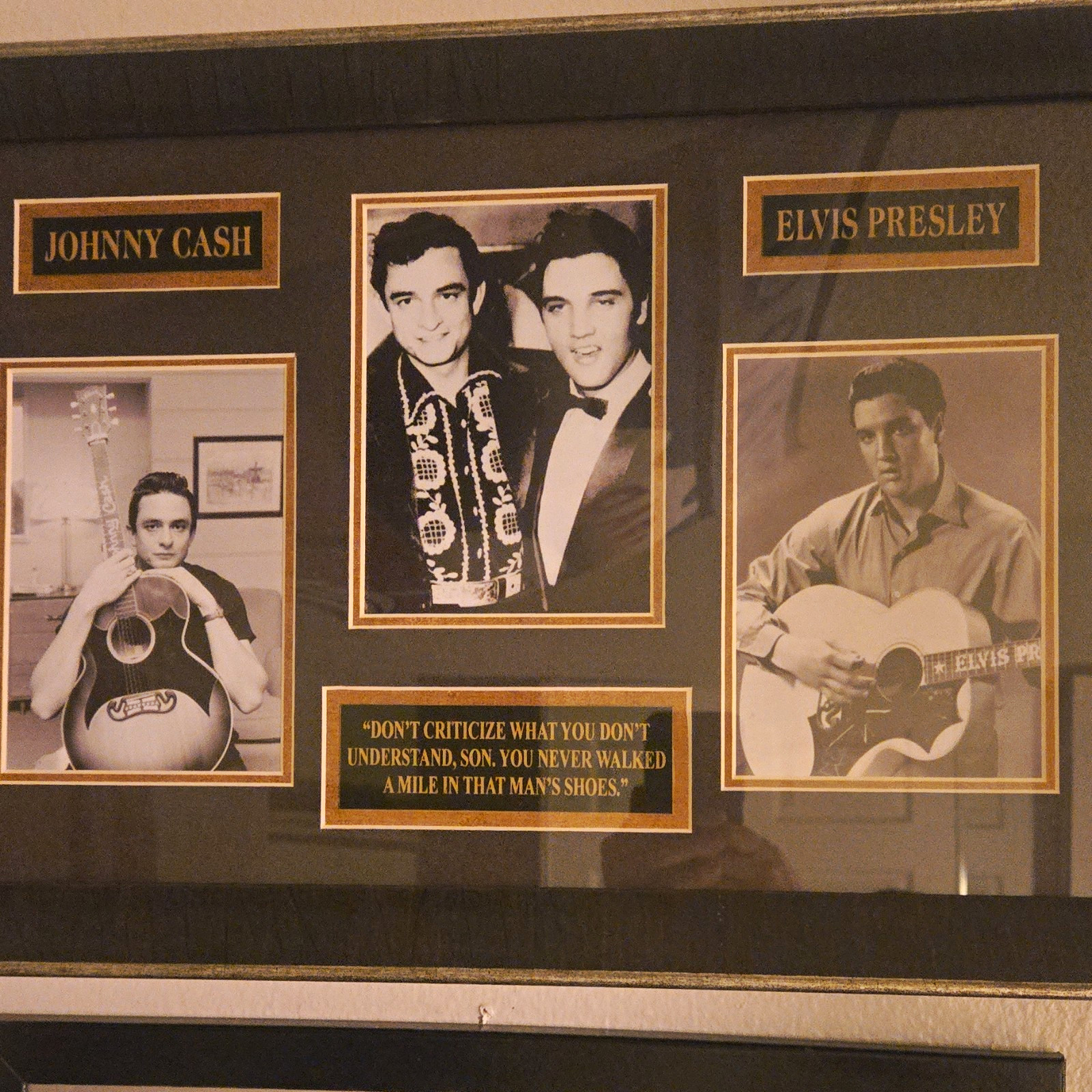 Elvis Presley & Johnny Cash Framed Photo Collage Wall Display with Quote Plaque Elvis Presley & Johnny Cash Framed Photo Collage Wall Display with Quote Plaque