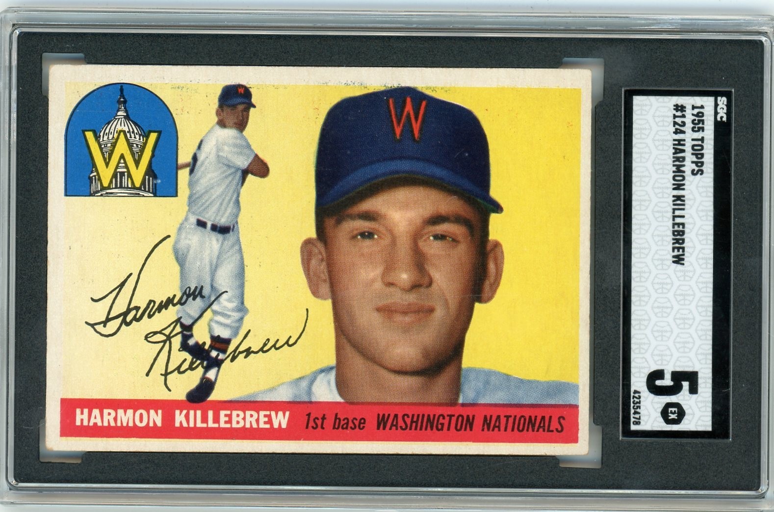 1955 TOPPS HARMON KILLEBREW ROOKIE (RC)  #124  SGC 5