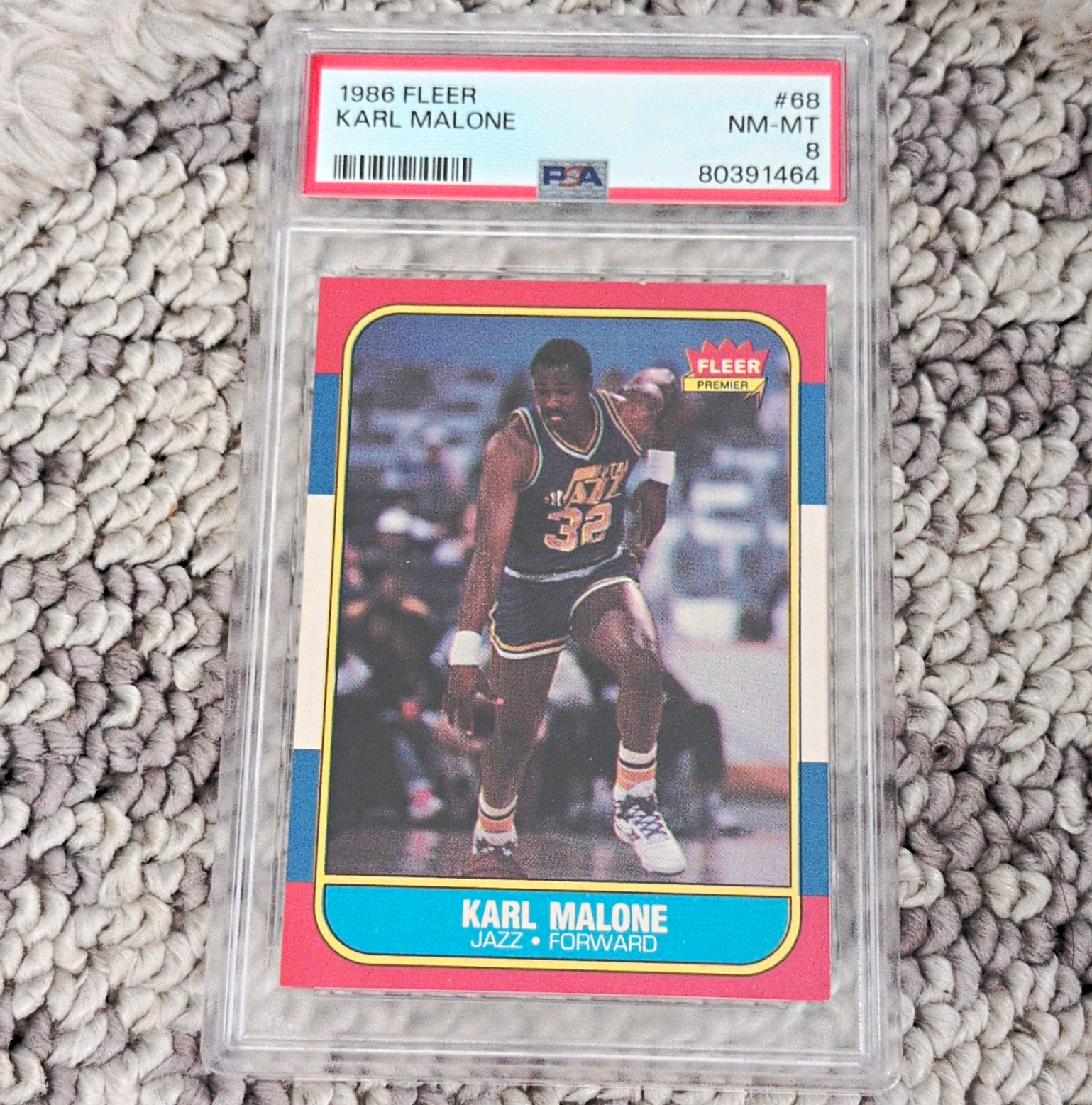 Fleer 1986 Karl Malone #68 PSA 8 NM-MT Utah Jazz Basketball Card