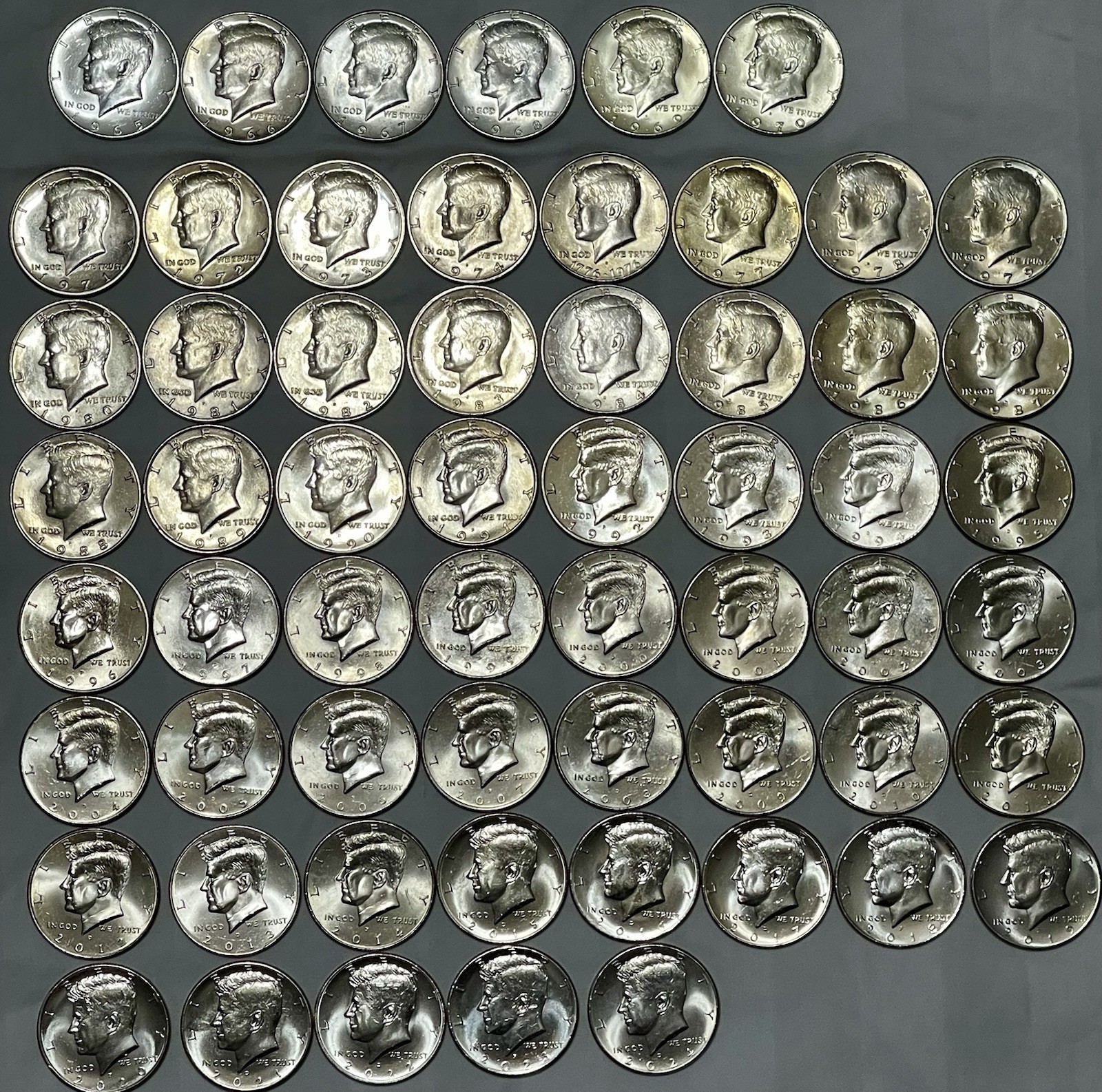 1965-2026 Complete Brilliant Uncirculated Kennedy Half Dollar Year Set