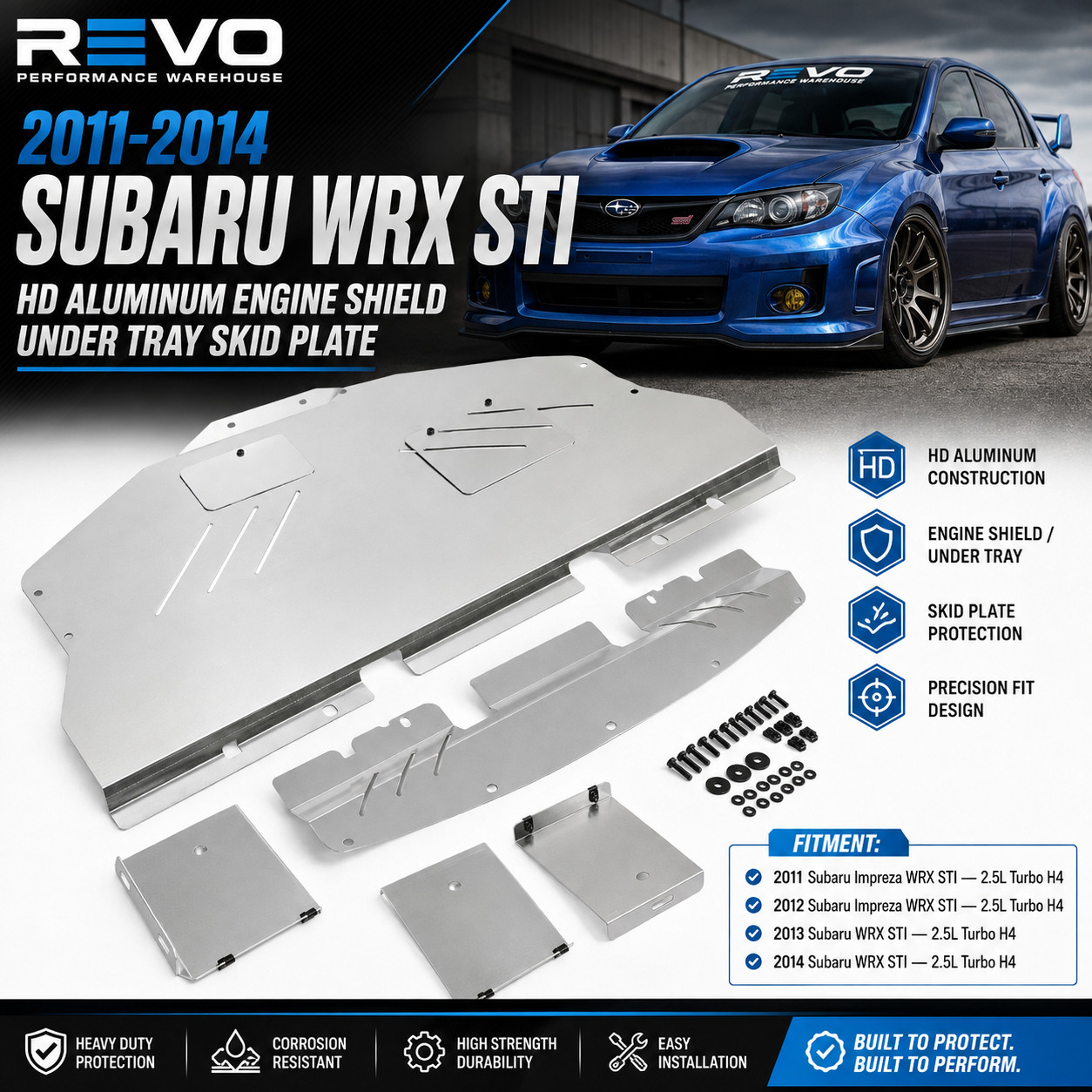 ✅ 2011-2014 Subaru WRX STI HD Aluminum Engine Shield Under Tray Skid Plate