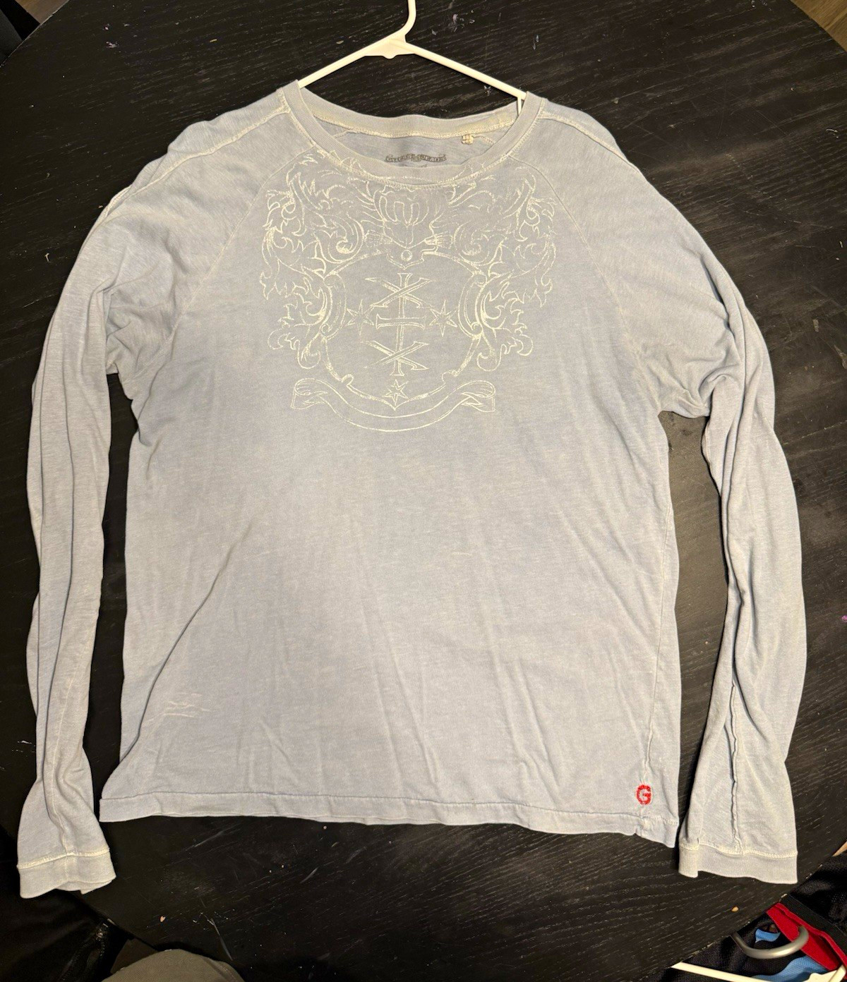 Guess Vintage 1981 Logo Graphic Blue Long Sleeve Crew Neck T-Shirt Men\'s M