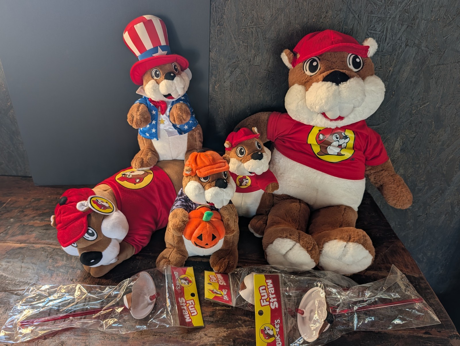 Buc ees Stuff Animal Lot Of 5 Different Buc-ee's And 3 Fun Straws New Buc ees Stuff Animal Lot Of 5 Different Buc-ee's And 3 Fun Straws New