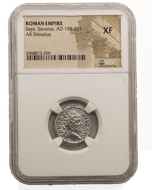 NGC ( XF ) Roman AR Denarius Septimius Severus AD193 - 211 NGC Certified Ancient