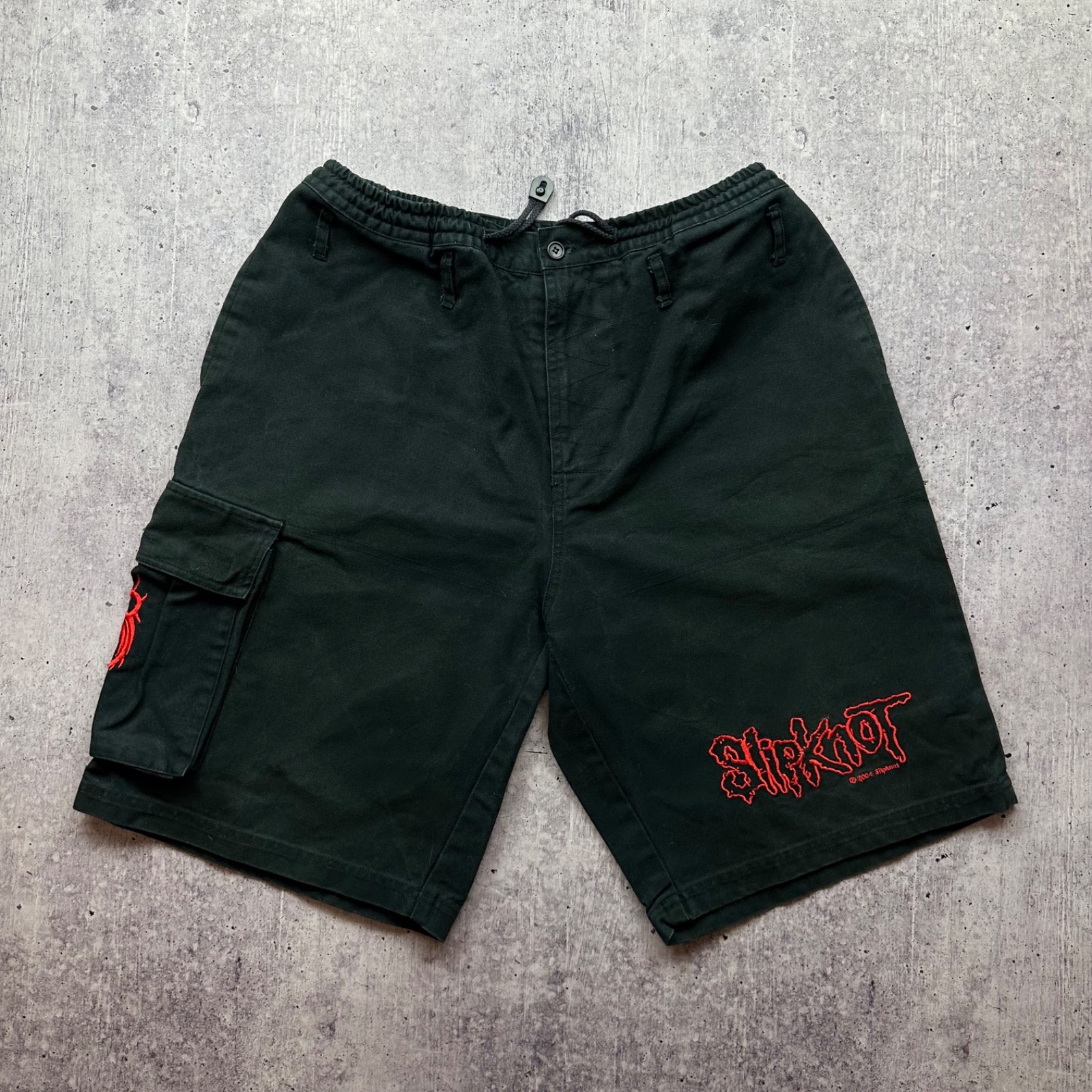 Vintage 2004 Slipknot Cargo Shorts Black Embroidered Logo Nu Metal One Size