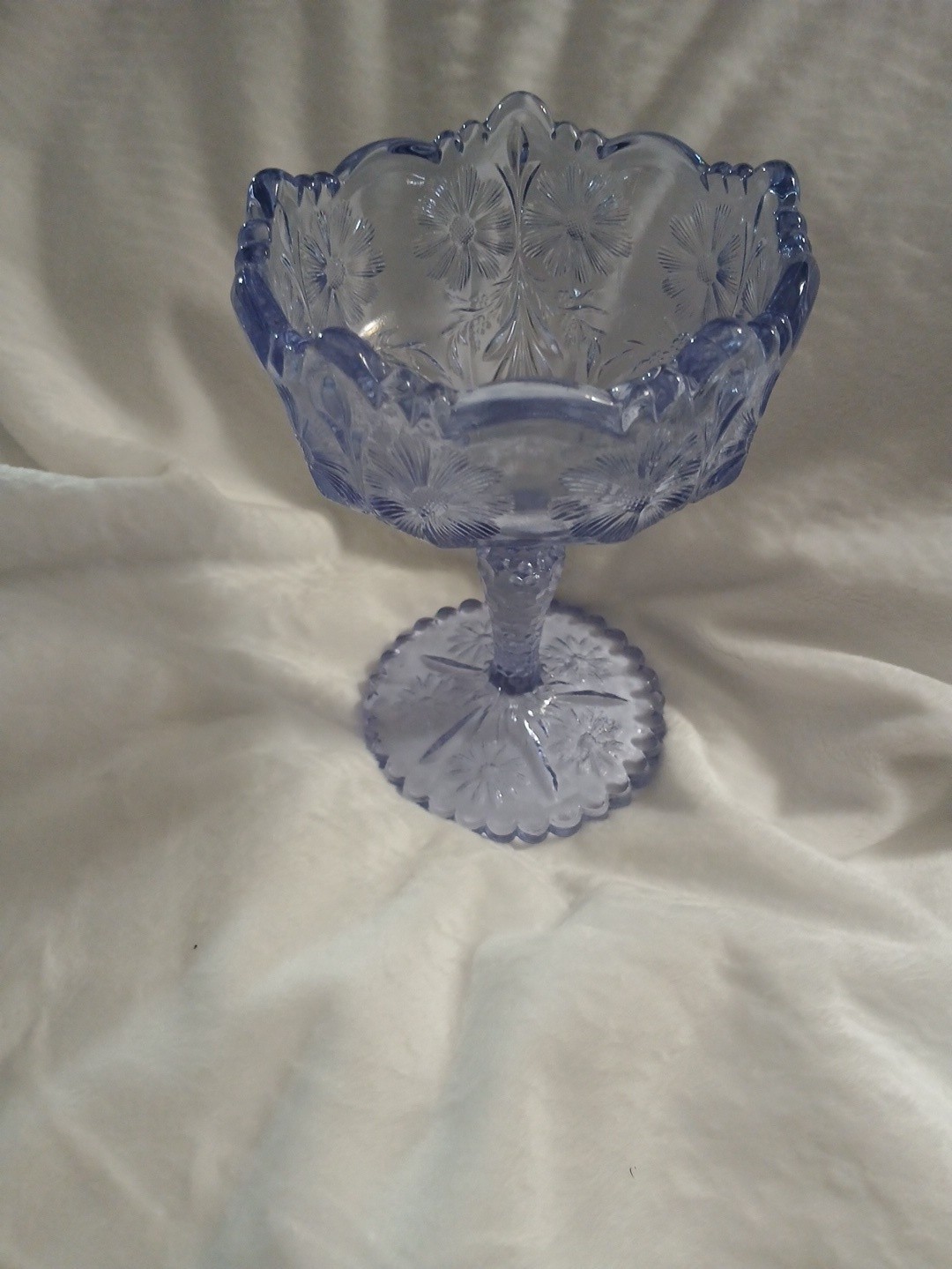 Vintage Fenton Ice Blue Daisy Puritan Glass 6.5 \