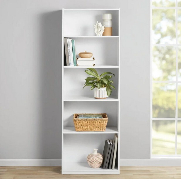 Mainstays 5-Shelf Bookcase with Adjustable Shelves, White Mainstays 5-Shelf Bookcase with Adjustable Shelves, White