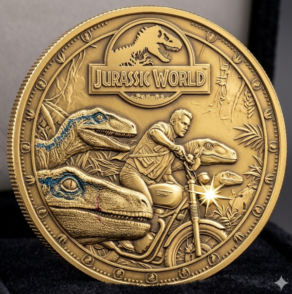 Vintage 2015 Jurassic World Movie Fan Gifts  Collectible Metal Coins C96