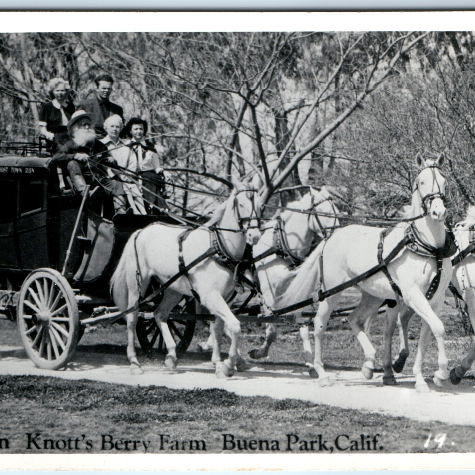 c1940s Buena Park, CA RPPC Knotts Berry Farm Ghost Town Butterfield Stagecoach c1940s Buena Park, CA RPPC Knotts Berry Farm Ghost Town Butterfield Stagecoach