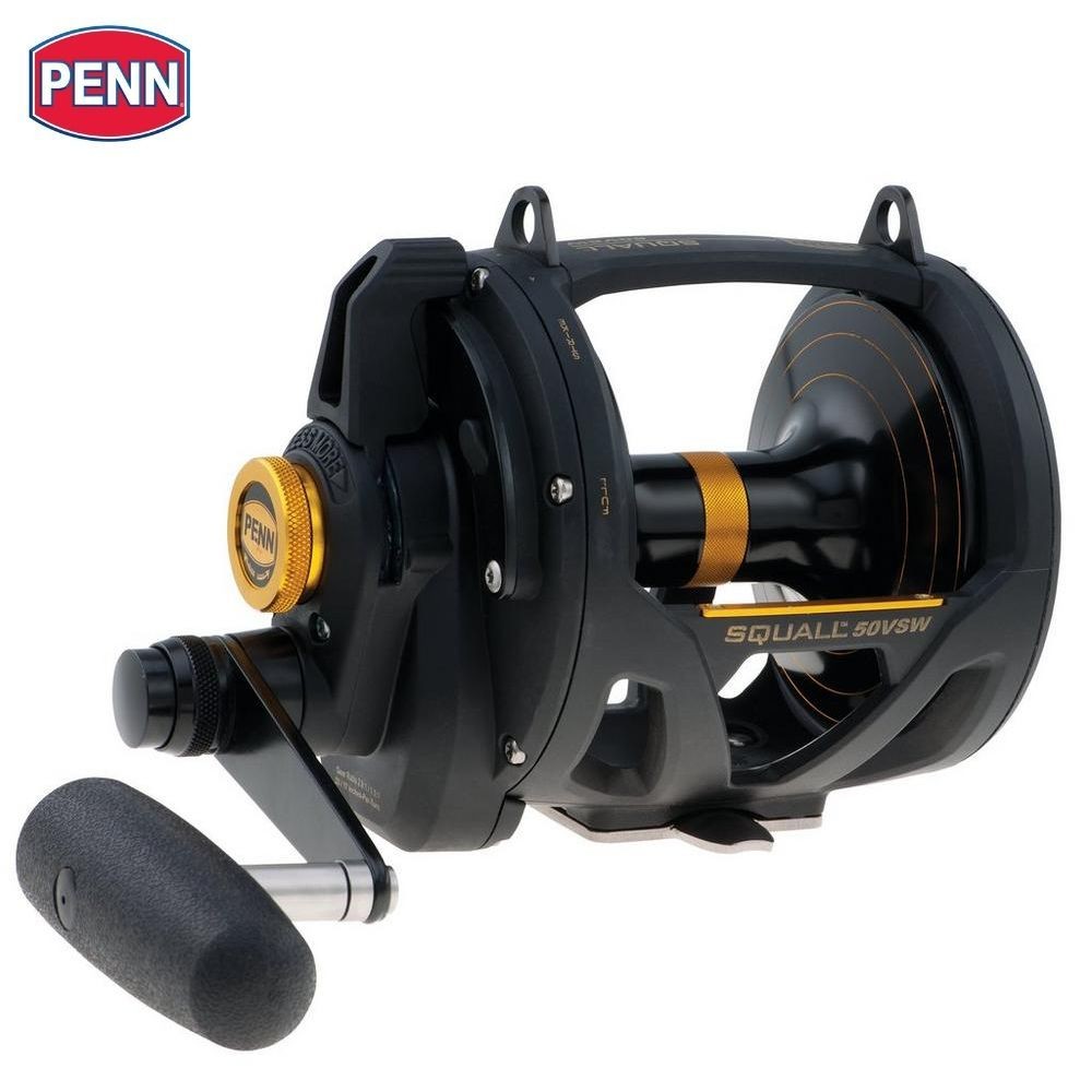 PENN Saltwater Game Fishing Conventional Lever Drag 2 Speed Reel SQUALL 50VSW