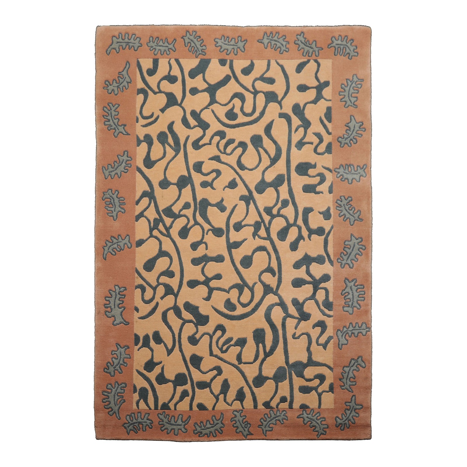 6x9 Hand Knotted Wool Beige Tibetan Contemporary Plush Pile Rug